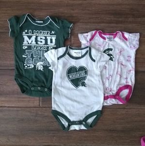 3 MSU 💚 baby girl onesies bodysuits